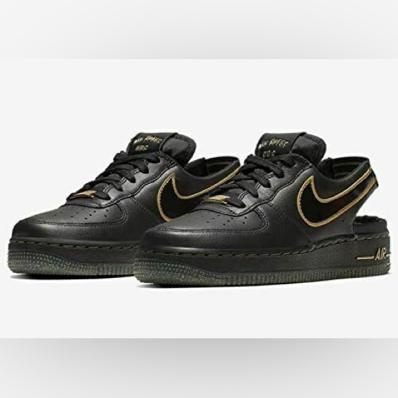 New In Box Nike Air Force One VTF Gold and Black slingback - Picture 6 of 10